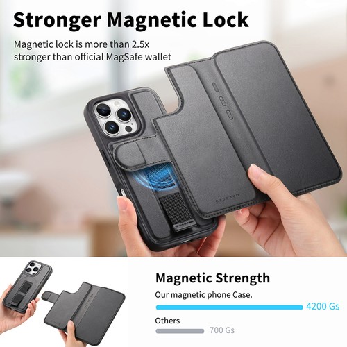 For iPhone 16 Pro Max 15 14 13 Detachable Wallet Leather Mag Safe Case+Card Slot - Picture 7 of 48