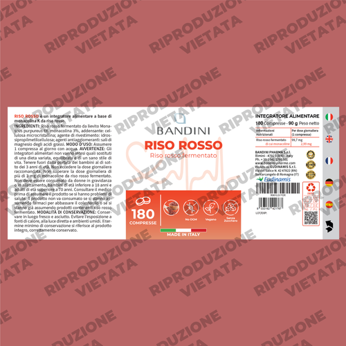 Bandini® RISO ROSSO FERMENTATO 180 Compresse Vegane (3 mesi) - Monacolina K - Foto 6 di 7