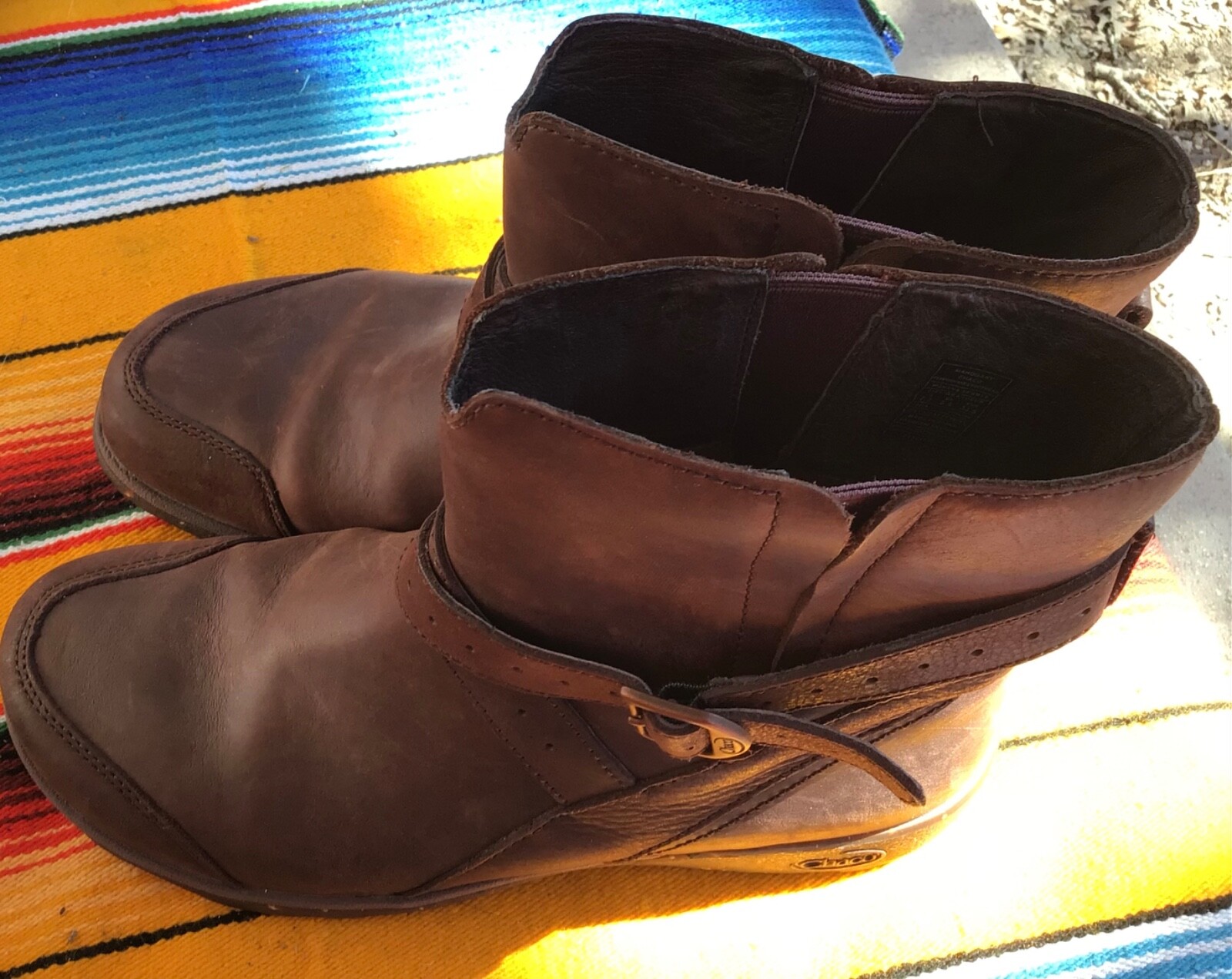 Chaco Skye Mahogany Zip Buckle Boots sz 