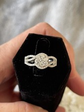 Cubic Zirconia Sterling Silver 925 Flower Ring Size 6