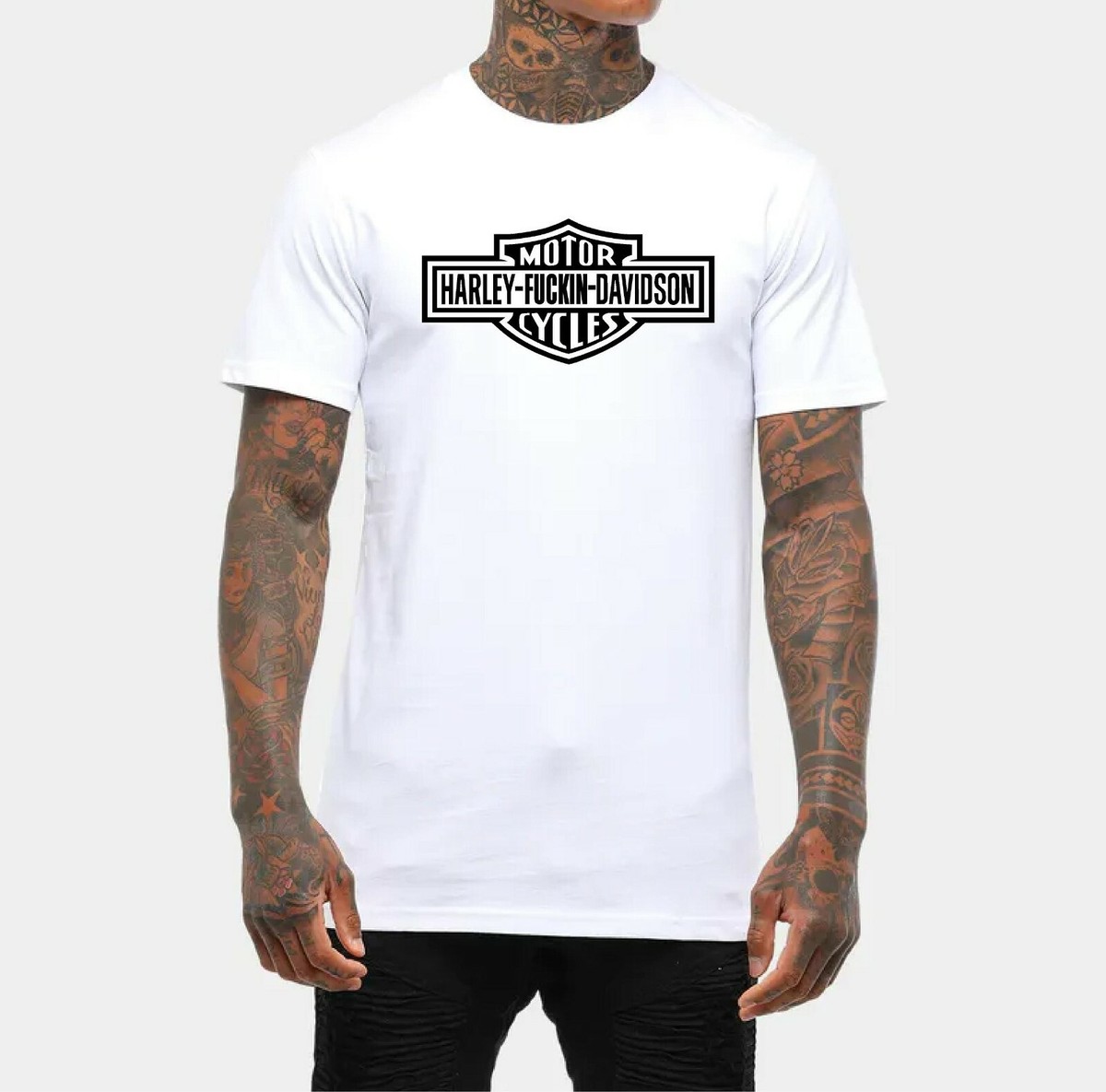 Harley-Davidson Tシャツ Harley Davidson Black T-Shirt 2XL Cotton White Lightning