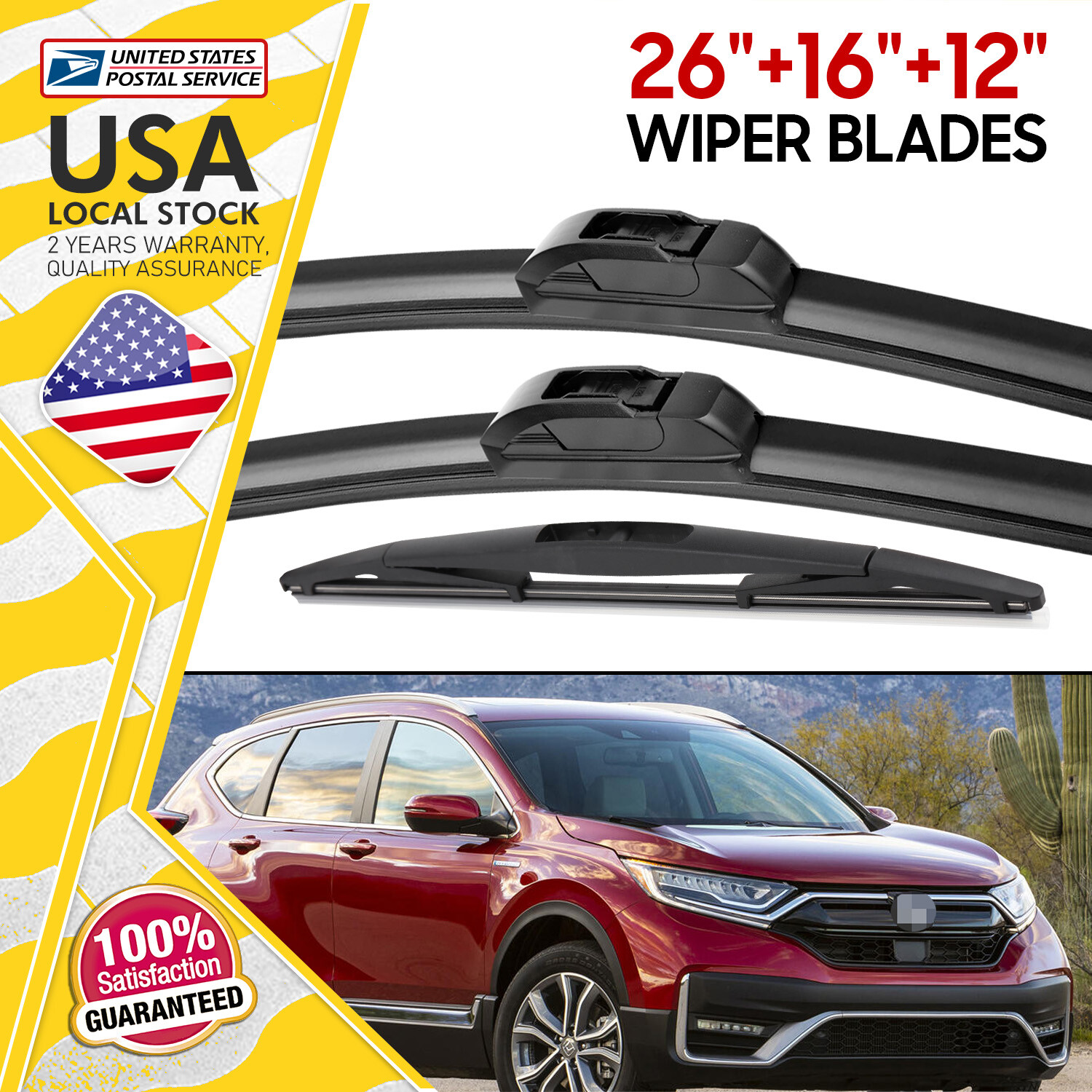 OEM Black Windshield Wiper Blades Set 26 16 12 Front Rear Replacement  