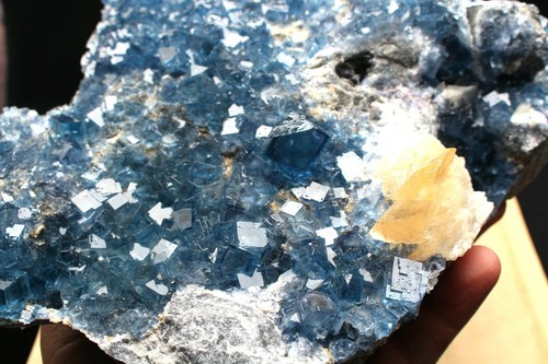 Cubo raro azul transparente verde fluorita espécimen mineral calcita/china - Imagen 7 de 12