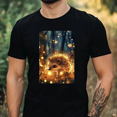 Herren T-Shirt Igel Glänzende Lichter  Motiv Baumwolle Größe XS bis 5XL