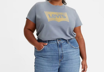 Levi's Women's Cool Dusk Blue Logo Perfect T-Shirt (357900259) Size 1X - NWT