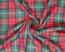 Crafts Fabrics Tartan Irish Red Green Check 147cm Thick PolyViscose Fabric