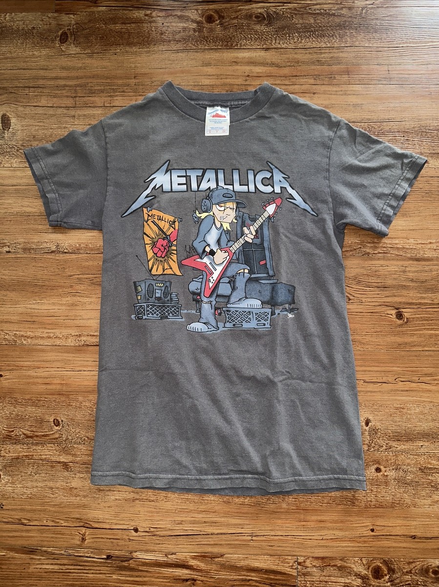 Rare Vintage Metallica Tony Squindo Tour Concert Cartoon Band Tee T Shirt  Music