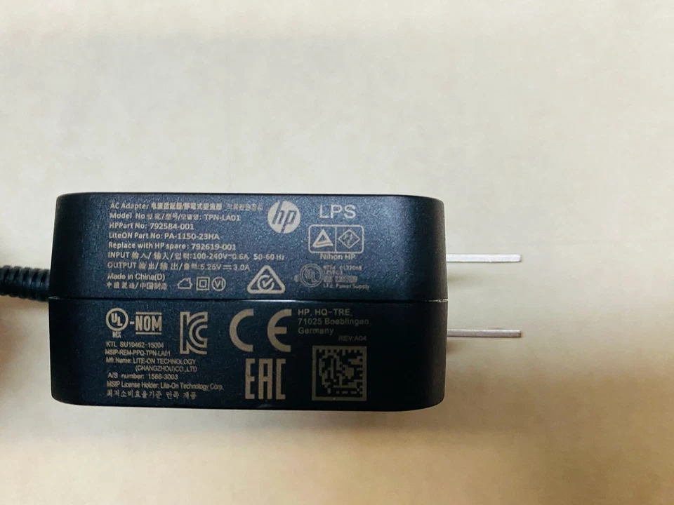 Adaptador de corriente alterna original para tableta HP 792584-001 5,25 V 3A 15 W TPN-LA01 USB tipo C Foto 3 de 3