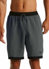 Nike Men's Swim Stripe Breaker 9" Volley Shorts In Black  Grey, S