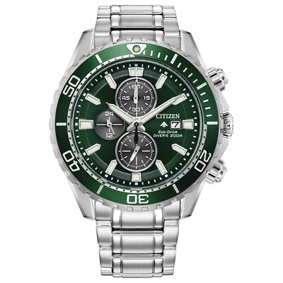 時計 CITIZEN eco drive air diver's 200m Citizen Men's Sea Chronograph Calendar Eco-Drive Silver Watch 45