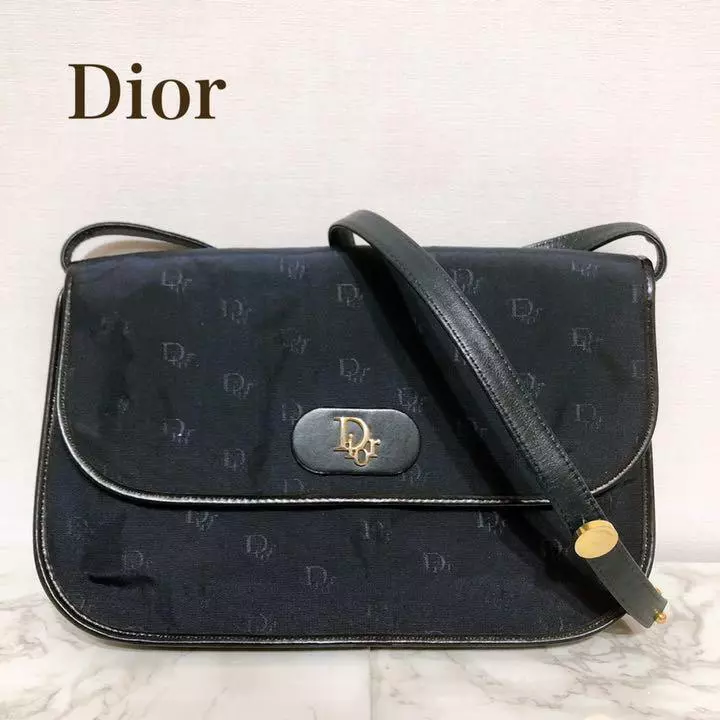 Sac bandoulière en toile Christian Dior authentique noir moyen femmes France