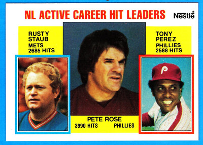 1984 Nestle NL ACTIVE CAREER HIT LEADERS - Pete Rose Tony Perez Rusty Staub  C