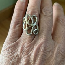 VTG Sterling Silver Ring Wave Band 6.4 Gr MCM Modernist Sz 8 Thailand 925