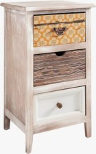 Kommode Paulowniaholz Braun-Bunt 35x60x30 cm 3 Schubladen