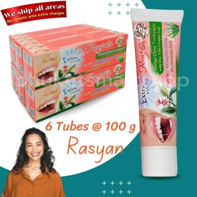 Rasyan Herbal Clove Guava Toothpaste Whitening Good Breath 100g x 6 Exp. 2030