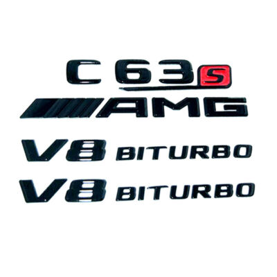 Gloss Black C63s AMG V8 BITURBO Trunk Badge Emblem For W205 C205 C63 C63S 2015+