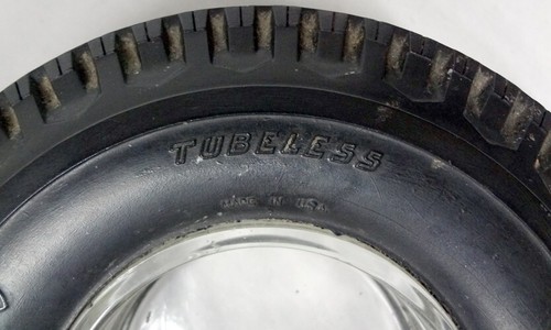 Vintage Novelty Firestone Rubber & Glass Transport 100 Tire Advertising Ashtray! - Picture 11 of 14