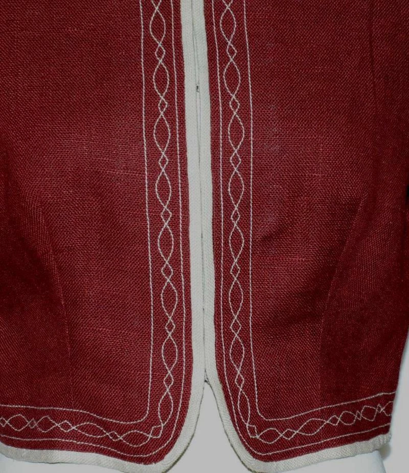 Dark RED LINEN German Women Sport Riding Fitted SHORT Skirt JACKET Coat 40 6 S - Image 2 of 4