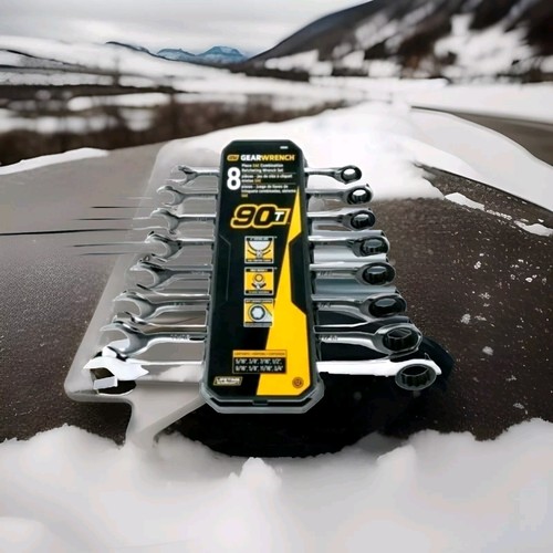 GEARWRENCH SAE 90-Tooth Combination Ratcheting Wrench Tool Set with Tray 8-Pc - Picture 2 of 4