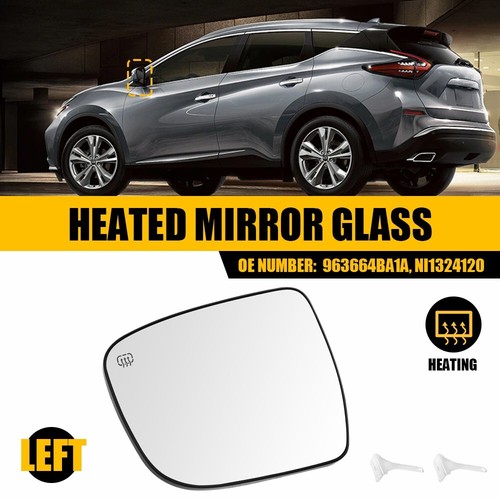 Left Side Rear View Mirror Glass Heated Fit 2015-2024 Nissan Murano 963664BA1A - Picture 14 of 18