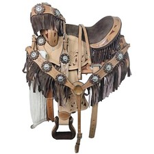 Brown Western Kids Youth Adult Barrel Horse Saddle Tooled Leather Tack Set 10-18