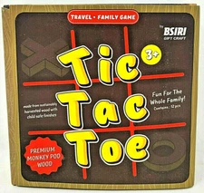 Bsiri Tic Tac Toe Family Travel Game Premium Monkey Pod Wood Noughts and Crosses