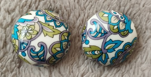 Boucles D'oreilles Vintage En Plastique Cachemire - Années 70 - Occasion