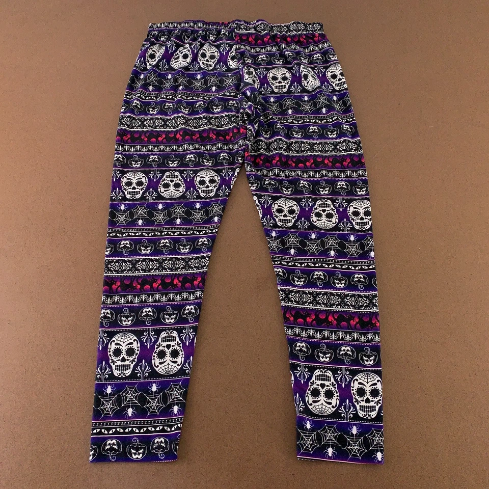 Leggings No Boundaries Junioes Talla XL (15-17) Negro Púrpura Estampado Calavera Azúcar Foto 3 de 4