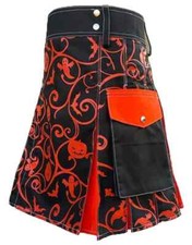 Handmade Scottish Kilt Halloween Hybrid Utility with Jack O'Lantern Motif -