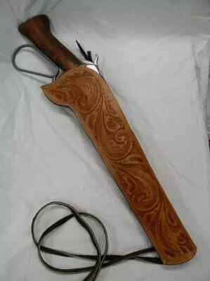 Western Leather Mares Leg Holster Brown Hand Tooled Cowboy Style