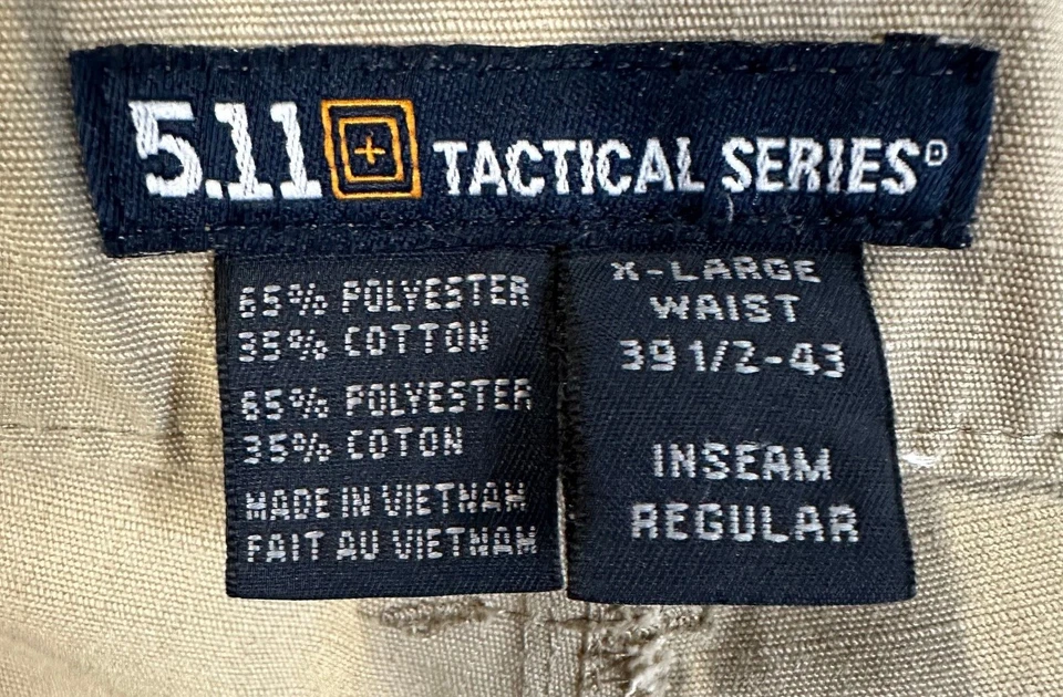 5.11 Tactical Pants Mens XL 39.5-43 Tan Cargo Work Military Ripstop Flat Front - Image 3 of 4