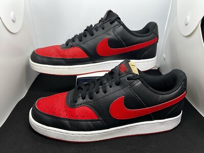 Pre-owned: Nike Court Vision Low Black Red FJ0685-010 Men display picture 3