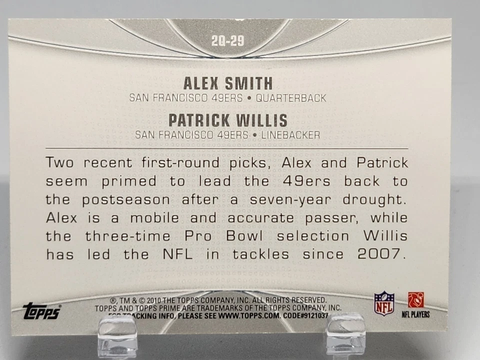 Patrick Willis & Alex Smith 2010 Topps Prime Card - Image 3 of 4