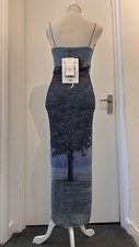 Zara light blue printed tulle long dress