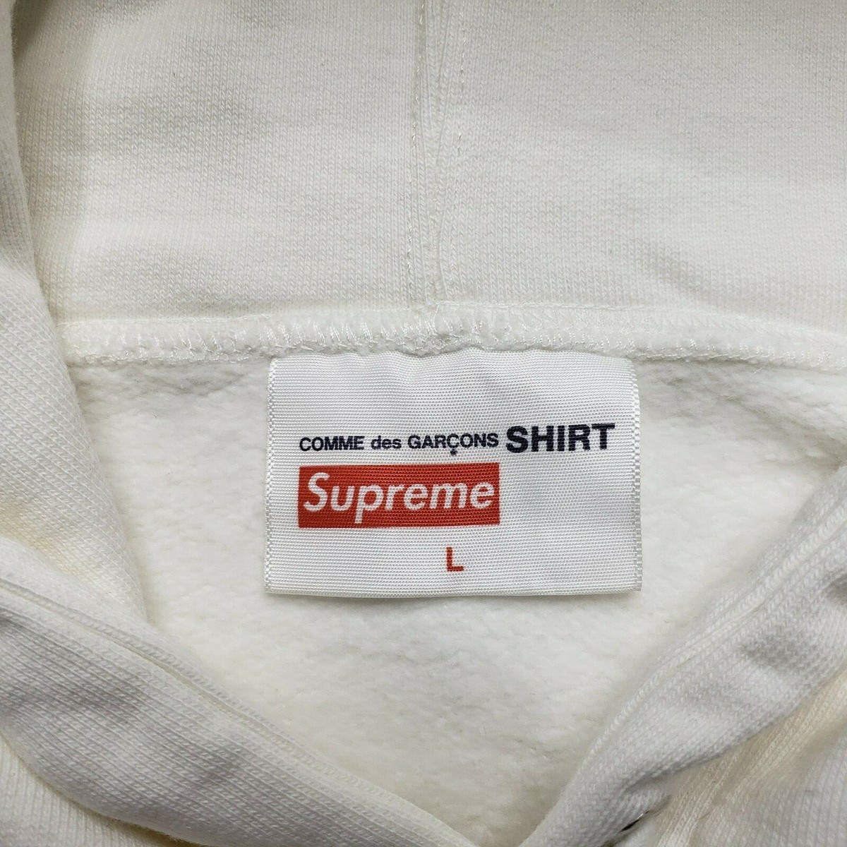 Supreme Comme des Garcons SHIRT Split Box Logo Hooded Sweatshirt - White - Large