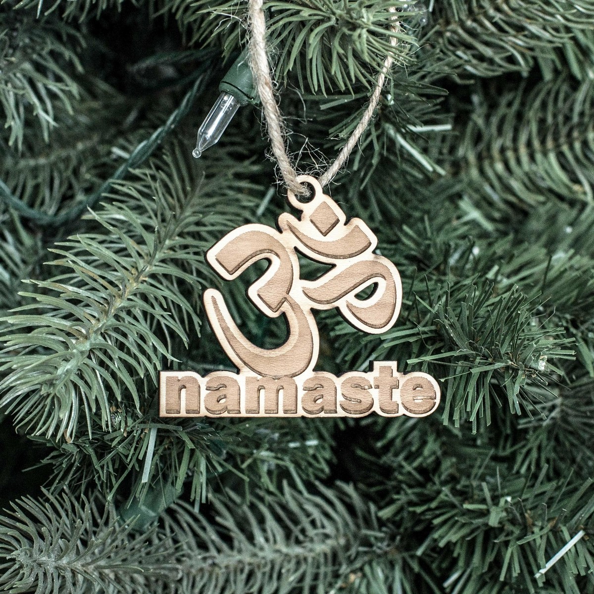 Ornament - Namaste - Raw Wood 3x3in Ornament - Namaste - Raw Wood 3x3in