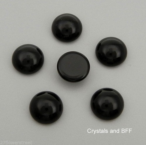 6 Preciosa Czech Round Glass Tumbled Cabochons 21mm Jet black unfoiled - Picture 2 of 2