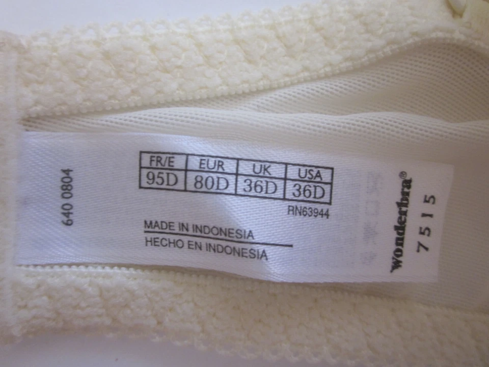 Sujetador con aros convertible bordado extravagante marfil WONDERBRA #7515 talla 36D Foto 3 de 3