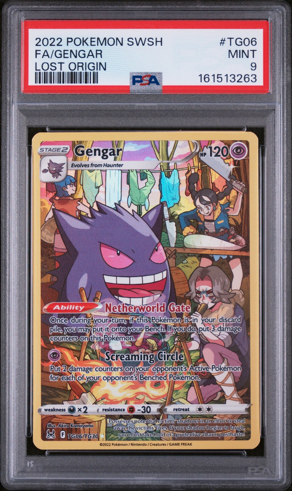 2022 POKEMON SWORD & SHIELD LOST ORIGIN #TG06 FULL ART/GENGAR PSA 9