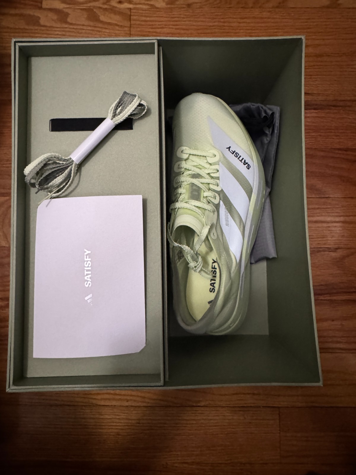 SATISFY X ADIDAS  ADIZERO ADIOS PRO 4 SATISFY MENS SIZE 9.5 Tent Green / Matte image 4