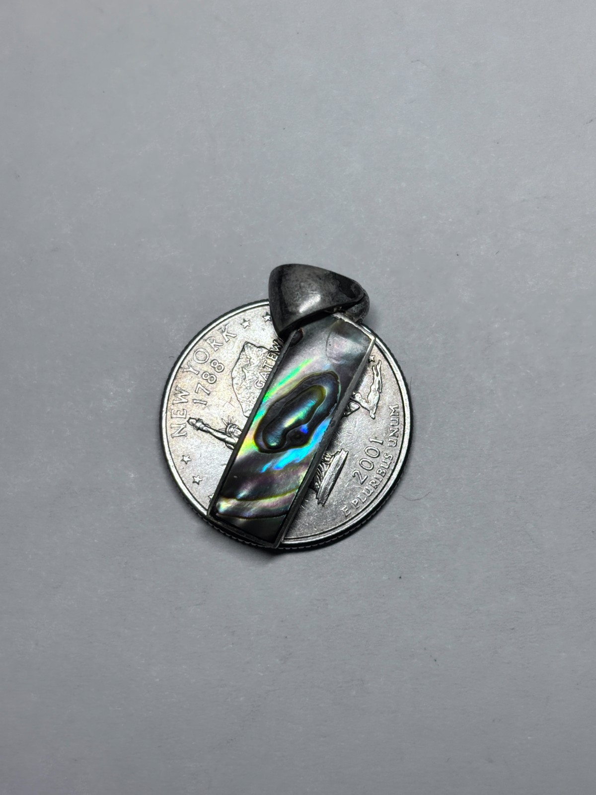 Sterling Silver Abalone Rectangular Pendant 2.6g - image 3
