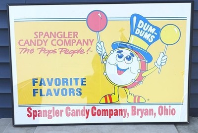 Vintage Dum Dum Suckers Spangler Candy Co Vinyl Poster Sign Store Display 26x39