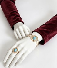 Gold Tone Turquoise Bracelet & Ring Set Women's Fashion Jewellery Gift Set