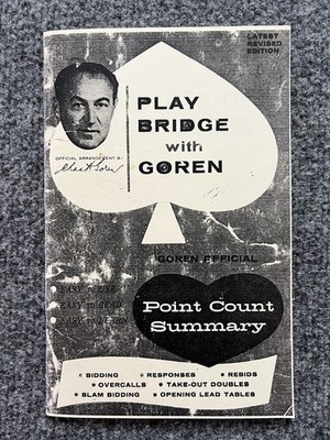 Vintage 1956 Play Bridge With Goren Point Count Summary Official Booklet Guide