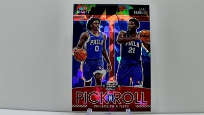 2021 Contenders Optic Pick n Roll Red Cracked Ice Prizm Joel Embiid Tyrese Maxey
