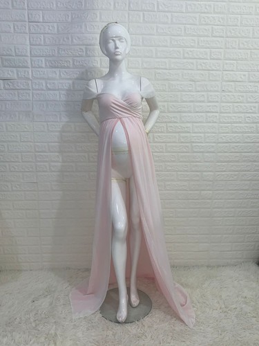 Pregnant Women's Dress Maternity Short Sleeve Long Gown For Photography Shoot - Picture 7 of 8