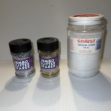 Jumbo Glitter Containers Crystal Clear Sparkling Gold And Sparkling Silver