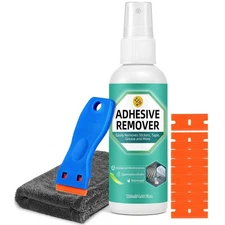 Adhesive Remover Spray, 4.06 Oz Glue Remover with Plastic Scraper and Towel, ...