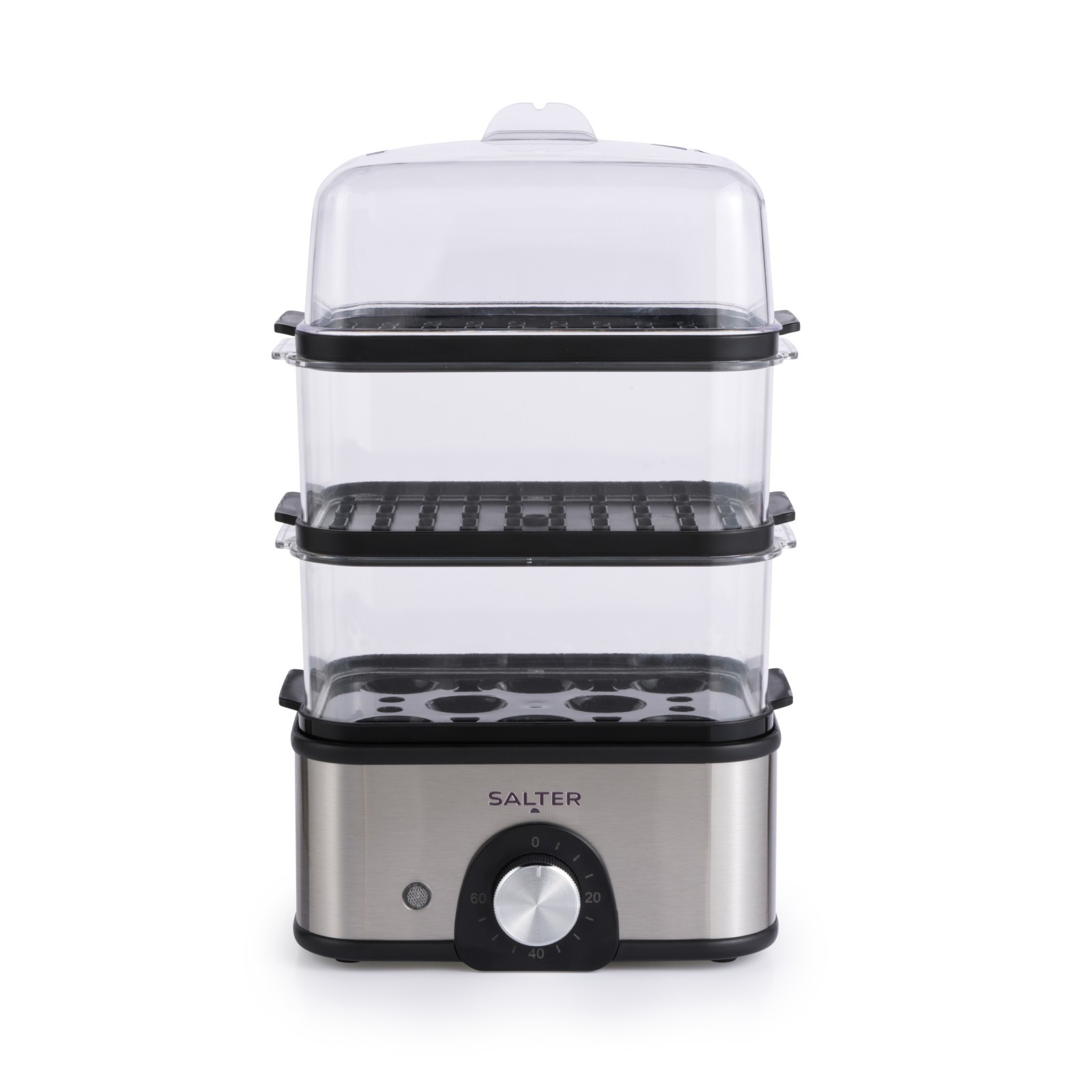 Salter 3-Tier Food Steamer Compact Multi-Cooker with 3 Steam Baskets 3L Capacity