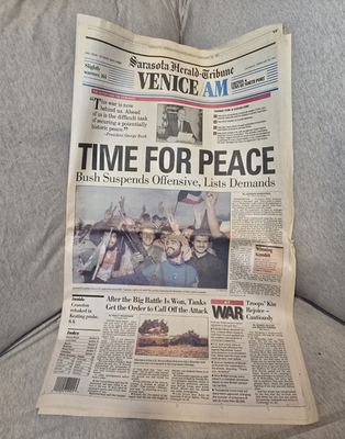 #ad Sarasota Herald Tribune Venice AM Newspaper quot;TIME FOR PEACEquot; $40.00